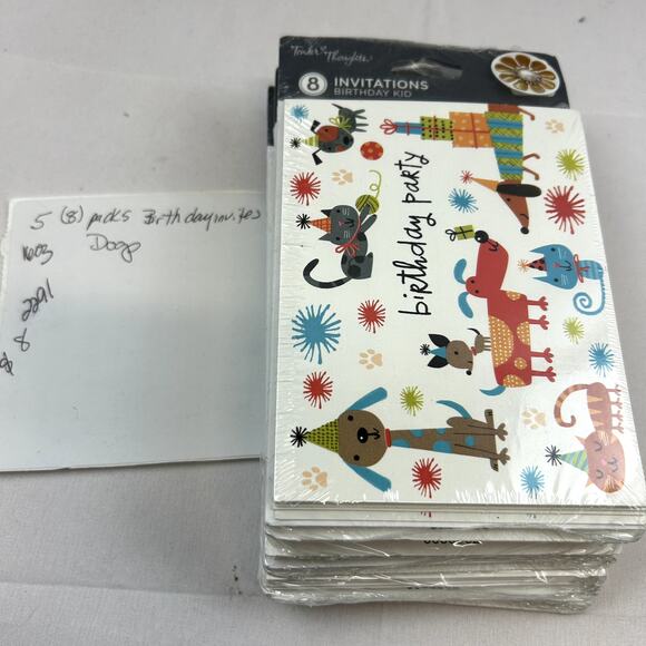 5 packs of 8 Birthday Invitations Party dogs cats NWT MSRP $3.25 each - Picture 5 of 5